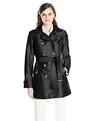 Calvin Klein Double Breasted Polished Satin Trench Coat