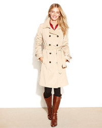 Calvin Klein Coat Double Breasted Belted Trench Coat