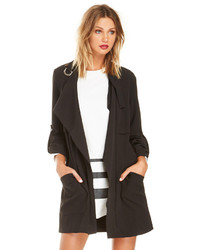 Dailylook Cameron Cropped Trench Coat In Black M L