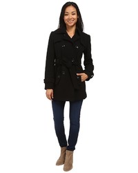 Calvin Klein Double Breasted Belted Wool Trench Coat Coat