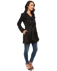 DKNY Double Breasted Short Hooded Trench Coat