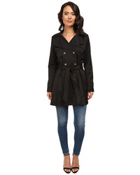 DKNY Double Breasted Short Hooded Trench Coat
