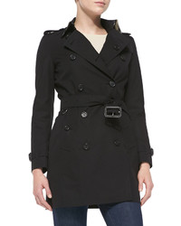 Burberry Double Breasted Trench Coat Jet Black
