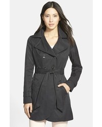 GUESS Double Breasted Trench Coat With Detachable Hood