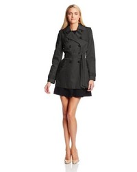 Jessica Simpson Double Breasted Trench Coat With Floral Trim