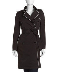 M Missoni Double Breasted Twill Trenchcoat Black