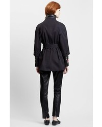 Christopher Kane Embroidered Leather Trim Trench Coat