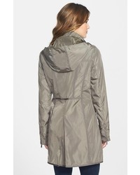 DKNY Grosgrain Trim Hooded Raincoat