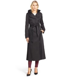DKNY Hooded Double Breasted Maxi Trench Coat