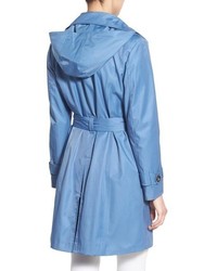 London Fog Hooded Double Breasted Trench Coat