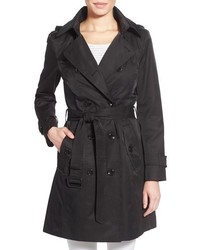 London Fog Hooded Double Breasted Trench Coat