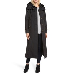 London Fog Hooded Single Breasted Long Trench Coat