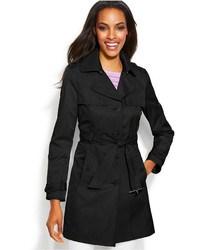 Inc International Concepts Faux Leather Trim Belted Trench Coat