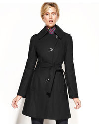 Kenneth Cole Reaction Kenneth Cole Wool Blend Belted Asymmetrical Trench Coat