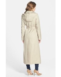 DKNY Lea Double Breasted Maxi Trench Coat With Detachable Hood