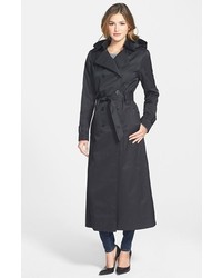 DKNY Lea Double Breasted Maxi Trench Coat With Detachable Hood