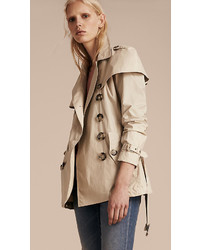 Burberry Lightweight Cape Detail Cotton Trench Coat
