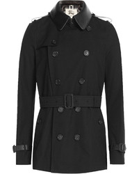 Burberry London Cotton Trench Coat With Leather Collar