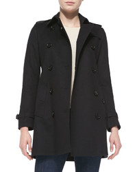 Burberry London Double Breasted Wool Trench Coat Black