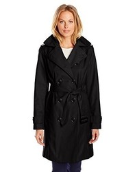 London Fog Double Breasted Hooded Trench Coat