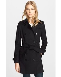 Burberry London Kensington Double Breasted Trench Coat Size 12 Black