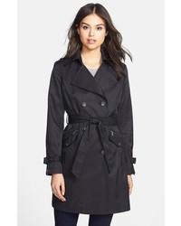 DKNY Meghan Zip Detail Double Breasted Trench Coat