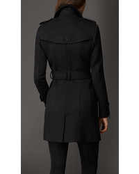 Burberry Mid Length Zip Detail Wool Cashmere Trench Coat