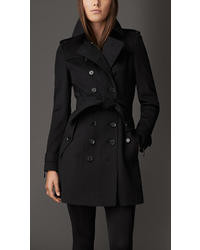 Burberry Mid Length Zip Detail Wool Cashmere Trench Coat