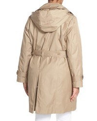 London Fog Plus Size Double Breasted Trench Coat With Detachable Hood
