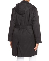 London Fog Plus Size Double Breasted Trench Coat With Detachable Hood