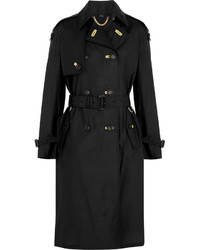 Burberry Prorsum Silk And Wool Blend Trench Coat Black
