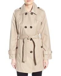 London Fog Quilt Detail Double Breasted Trench Coat