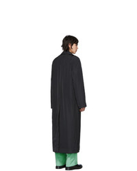 Serapis Reversible Black Industrial Worker Mac Trench Coat