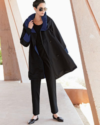 Eileen Fisher Reversible Hooded Rain Coat Blackmidnight Petite