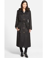 London Fog Single Breasted Long Trench Coat With Detachable Hood