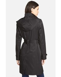 DKNY Single Breasted Trench Coat With Detachable Hood