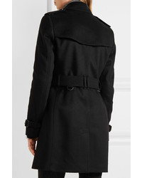 Burberry The Kensington Mid Wool And Cashmere Blend Trench Coat Black
