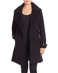 Andrew Marc Trench Coat With Detachable Fur Collar