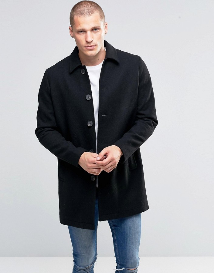 Asos Wool Mix Trench Coat In Black, $66 | Asos | Lookastic
