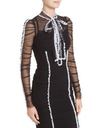 Dolce & Gabbana Contrast Piping Ruched Tulle Dress