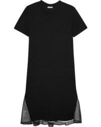 Clu Tulle And Silk Paneled Jersey Mini Dress Black