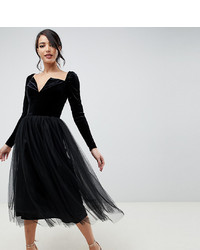 Asos Tall Asos Design Tall Velvet Tulle Midi Dress
