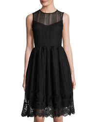 English Factory Sleeveless Lace Hem Tulle Dress Black
