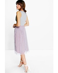 Boohoo Madison Boutique Pleated Tulle Midi Skirt