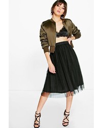 Boohoo Madison Boutique Pleated Tulle Midi Skirt