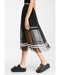 Forever 21 Varsity Striped Tulle Overlay Skirt