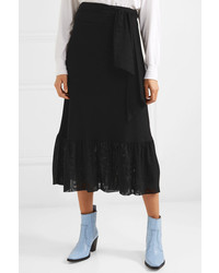 Ganni Addison Wrap Effect Swiss Dot Stretch Tulle Maxi Skirt