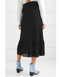 Ganni Addison Wrap Effect Swiss Dot Stretch Tulle Maxi Skirt