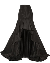 Oscar de la Renta Layered Silk Faille And Tulle Maxi Skirt Black