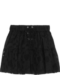 IRO Carmel Lace Up Chiffon And Tulle Mini Skirt Black